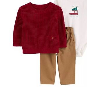 Carter's Cotton Red Sweater and Khaki Pants